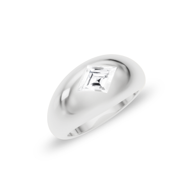 Just Brilliant Dome Band, lozenge, 18K White Gold, oblique