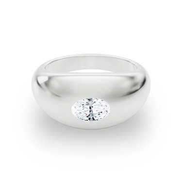 Just Brilliant Dome Band, oval, 18K White Gold, front