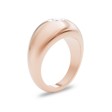 Just Brilliant Dome Band in 18K Rose Gold, upright view.