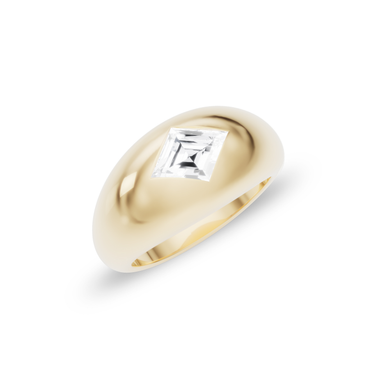 Just Brilliant Dome Band, lozenge, 18K Yellow Gold, oblique