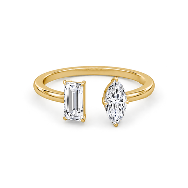 Just Brilliant Duo Cuff Diamond Ring, front view. Pure white background with natural jewelry shadows.
