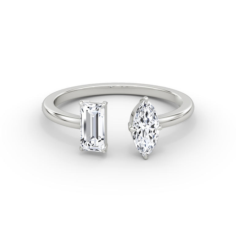 Just Brilliant Duo Cuff — 18K White Gold, front