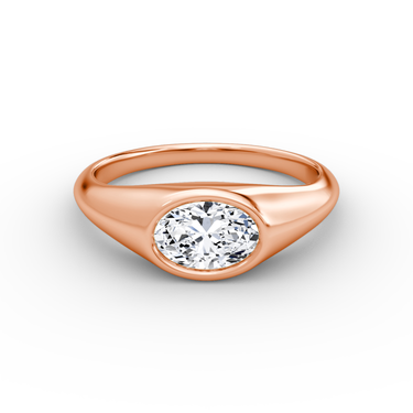 Just Brilliant East West Signet ring in rose gold — front