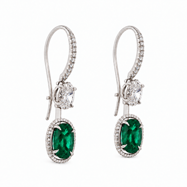 Éclat d’Émeraude Earrings by Just Brilliant — Angled view