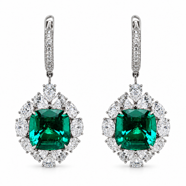 Émeraude Royale Earrings in 18K white gold by Just Brilliant — Front view