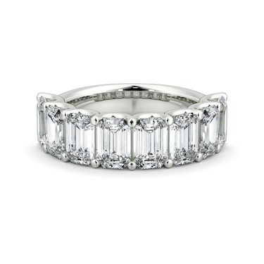 Just Brilliant Eternity Band, Half eternity / 4.0Ct / Emerald in 18K White Gold, front view, unengraved.