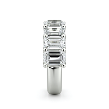 Just Brilliant Eternity Band, Half eternity / 4.0Ct / Emerald in 18K White Gold, side view, unengraved.