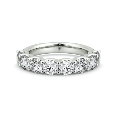 Just Brilliant Eternity Band, Half eternity / 2.0Ct / Round Brilliant in 18K White Gold, front view, unengraved.