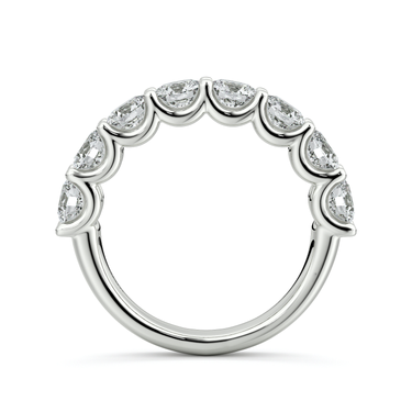 Just Brilliant Eternity Band, Half eternity / 2.0Ct / Round Brilliant in 18K White Gold, profile view, unengraved.