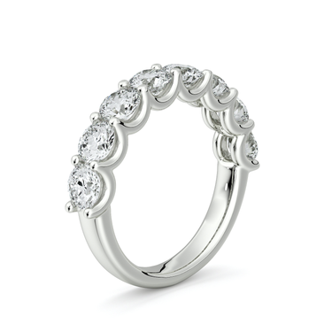 Just Brilliant Eternity Band, Half eternity / 2.0Ct / Round Brilliant in 18K White Gold, upright view, unengraved.