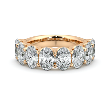 Just Brilliant Eternity Band, Half eternity / 4.0Ct / Oval in 18K Rose Gold, front view, unengraved.