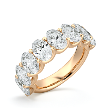 Just Brilliant Eternity Band, Half eternity / 4.0Ct / Oval in 18K Rose Gold, oblique view, unengraved.