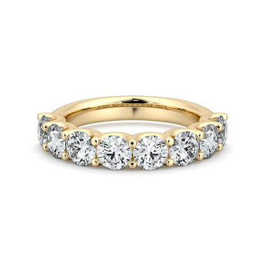 Just Brilliant Eternity Band, Half eternity / 2.0Ct / Round Brilliant in 18K Yellow Gold, front view, unengraved.