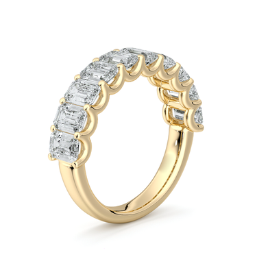 Just Brilliant Eternity Band, Half eternity / 2.5Ct / Emerald in 18K Yellow Gold, upright view, unengraved.