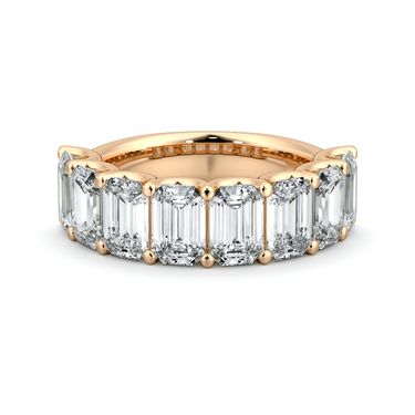 Just Brilliant Eternity Band, Half eternity / 4.0Ct / Emerald in 18K Rose Gold, front view, unengraved.