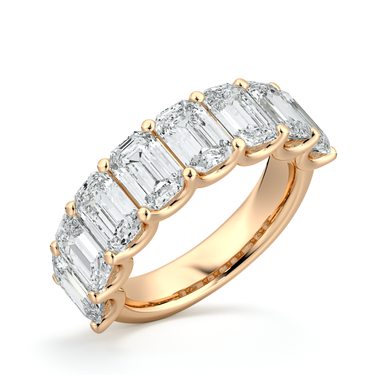 Just Brilliant Eternity Band, Half eternity / 4.0Ct / Emerald in 18K Rose Gold, oblique view, unengraved.