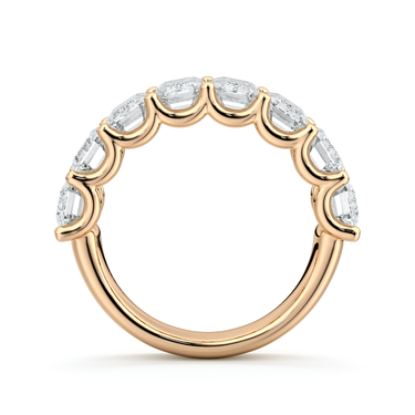 Just Brilliant Eternity Band, Half eternity / 4.0Ct / Emerald in 18K Rose Gold, profile view, unengraved.