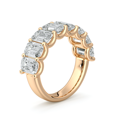 Just Brilliant Eternity Band, Half eternity / 4.0Ct / Emerald in 18K Rose Gold, upright view, unengraved.
