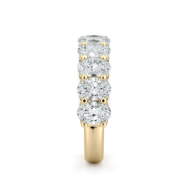 Just Brilliant Eternity Band, Half eternity / 2.5Ct / Oval in 18K Yellow Gold, side view, unengraved.