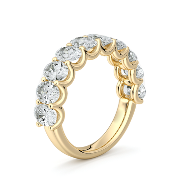 Just Brilliant Eternity Band, Half eternity / 2.5Ct / Oval in 18K Yellow Gold, upright view, unengraved.