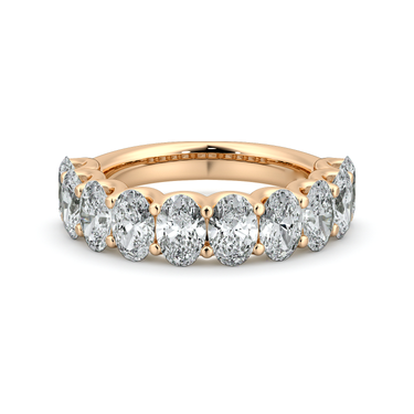 Just Brilliant Eternity Band, Half eternity / 2.5Ct / Oval in 18K Rose Gold, front view, unengraved.