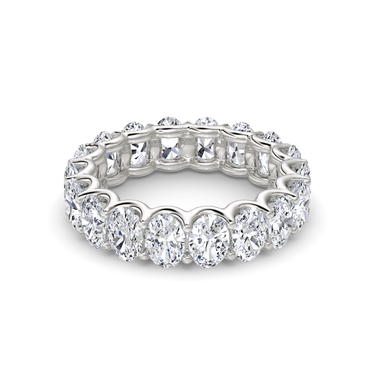 Just Brilliant Eternity Band, Full eternity / 4.5Ct / Oval in 18K White Gold, front view, unengraved.
