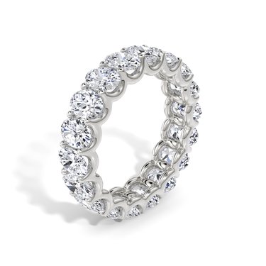 Just Brilliant Eternity Band, Full eternity / 4.5Ct / Oval in 18K White Gold, upright view, unengraved.