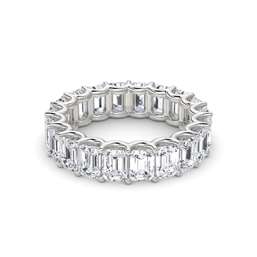 Just Brilliant Eternity Band, Full eternity / 5.0Ct / Emerald in 18K White Gold, front view, unengraved.