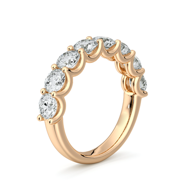 Just Brilliant Eternity Band, Half eternity / 2.0Ct / Round Brilliant in 18K Rose Gold, upright view, unengraved.
