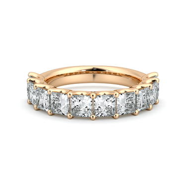 Just Brilliant Eternity Band, Half eternity / 2.5Ct / Princess in 18K Rose Gold, front view, unengraved.