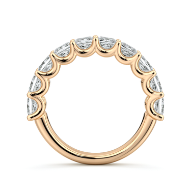Just Brilliant Eternity Band, Half eternity / 2.5Ct / Princess in 18K Rose Gold, profile view, unengraved.