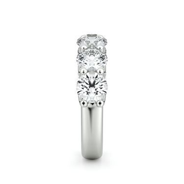 Just Brilliant Eternity Band, Half eternity / 3.0Ct / Round Brilliant in 18K White Gold, side view, unengraved.