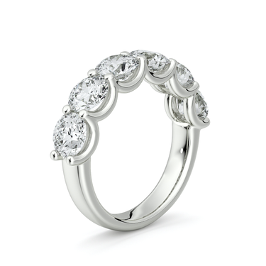 Just Brilliant Eternity Band, Half eternity / 3.0Ct / Round Brilliant in 18K White Gold, upright view, unengraved.