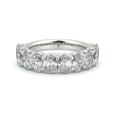 Just Brilliant Eternity Band, Half eternity / 2.5Ct / Oval in 18K White Gold, front view, unengraved.
