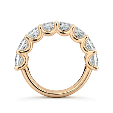 Just Brilliant Eternity Band, Half eternity / 4.0Ct / Princess in 18K Rose Gold, profile view, unengraved.