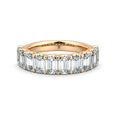 Just Brilliant Eternity Band, Half eternity / 2.5Ct / Emerald in 18K Rose Gold, front view, unengraved.