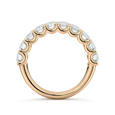 Just Brilliant Eternity Band, Half eternity / 2.5Ct / Emerald in 18K Rose Gold, profile view, unengraved.