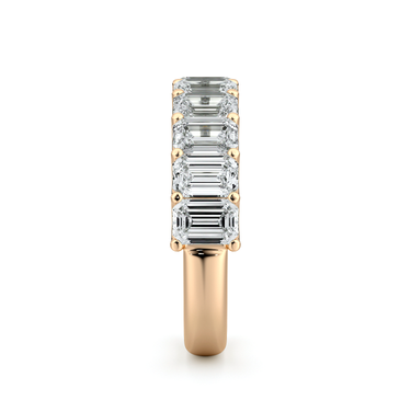 Just Brilliant Eternity Band, Half eternity / 2.5Ct / Emerald in 18K Rose Gold, side view, unengraved.