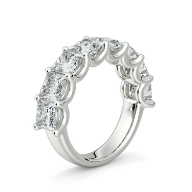 Just Brilliant Eternity Band, Half eternity / 4.0Ct / Princess in 18K White Gold, upright view, unengraved.