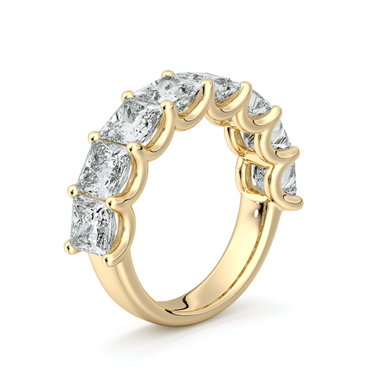 Just Brilliant Eternity Band, Half eternity / 4.0Ct / Princess in 18K Yellow Gold, upright view, unengraved.
