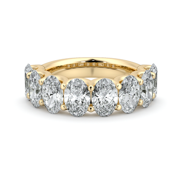 Just Brilliant Eternity Band, Half eternity / 4.0Ct / Oval in 18K Yellow Gold, front view, unengraved.