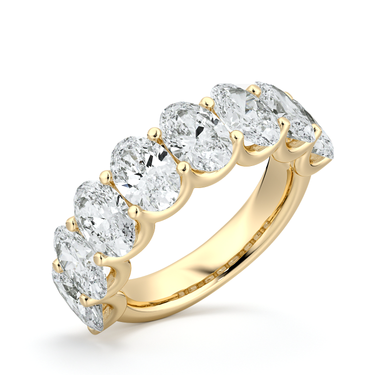 Just Brilliant Eternity Band, Half eternity / 4.0Ct / Oval in 18K Yellow Gold, oblique view, unengraved.