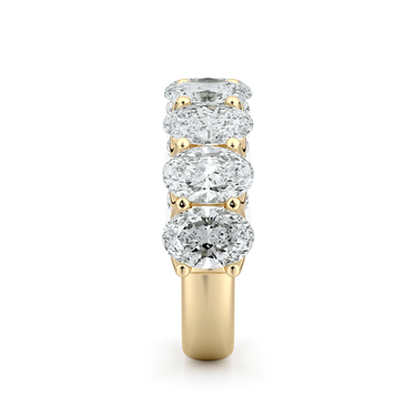 Just Brilliant Eternity Band, Half eternity / 4.0Ct / Oval in 18K Yellow Gold, side view, unengraved.