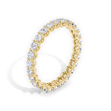 Just Brilliant Eternity Band, full eternity design with round brilliant diamonds, 1.00 ct total, in 18K Yellow Gold, upright view.