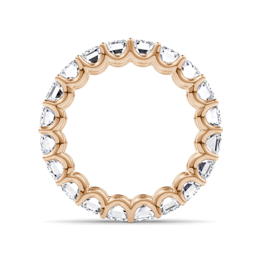 Just Brilliant Eternity Band, Full eternity / 5.0Ct / Emerald in 18K Rose Gold, profile view, unengraved.