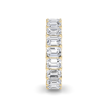 Just Brilliant Eternity Band, Full eternity / 5.0Ct / Emerald in 18K Yellow Gold, side view, unengraved.