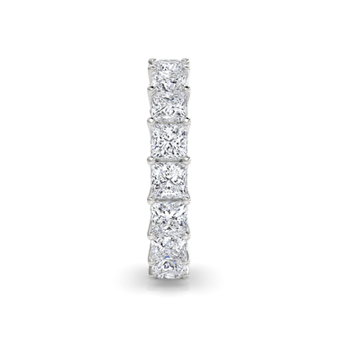Just Brilliant Eternity Band, Full eternity / 4.5Ct / Princess in 18K White Gold, side view, unengraved.