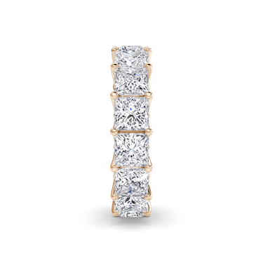 Just Brilliant Eternity Band, Full eternity / 7.5Ct / Princess in 18K Rose Gold, side view, unengraved.