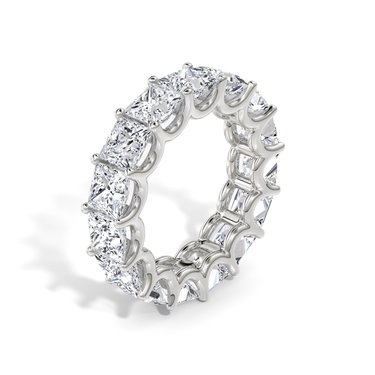 Just Brilliant Eternity Band, Full eternity / 7.5Ct / Princess in 18K White Gold, upright view, unengraved.