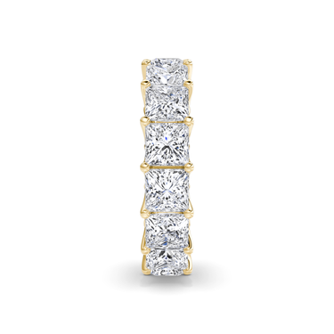 Just Brilliant Eternity Band, Full eternity / 7.5Ct / Princess in 18K Yellow Gold, side view, unengraved.